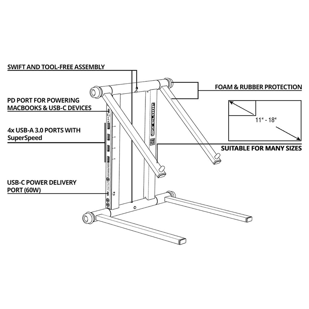 Reloop Stand Hub: Laptop Stand w/ USB Connectivity