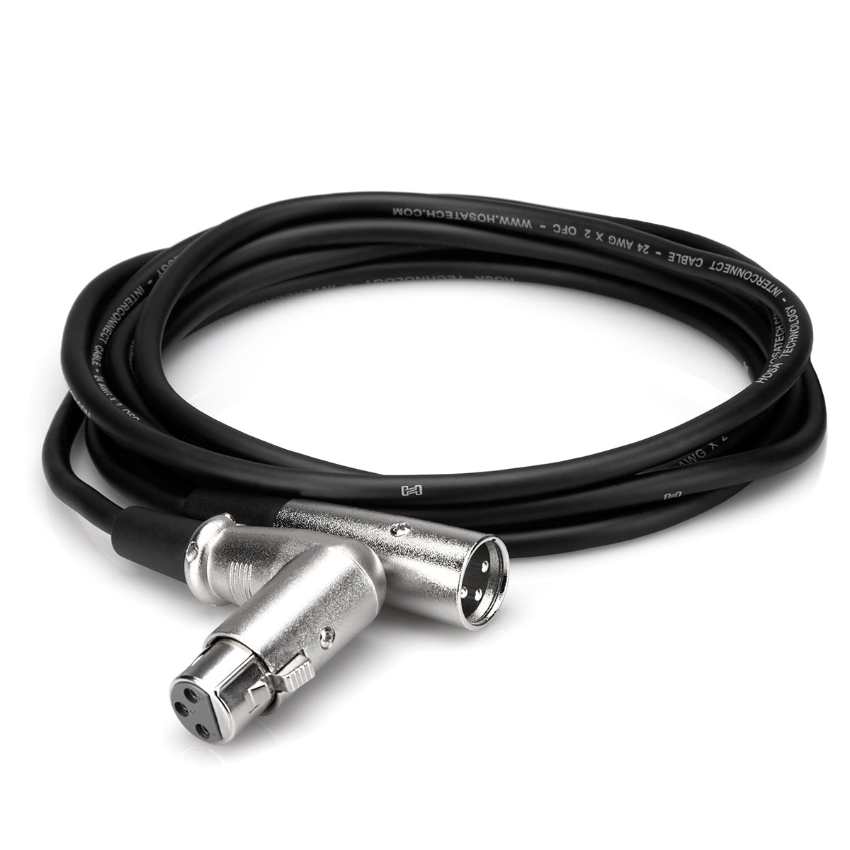 Hosa Balanced Interconnect Cable: Right-angle XLRF-XLRM - 10 ft