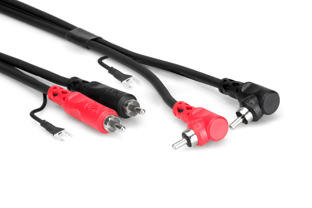 Hosa Stereo Interconnect: Dual RCA w/ Right-angle + Ground Wire Cable